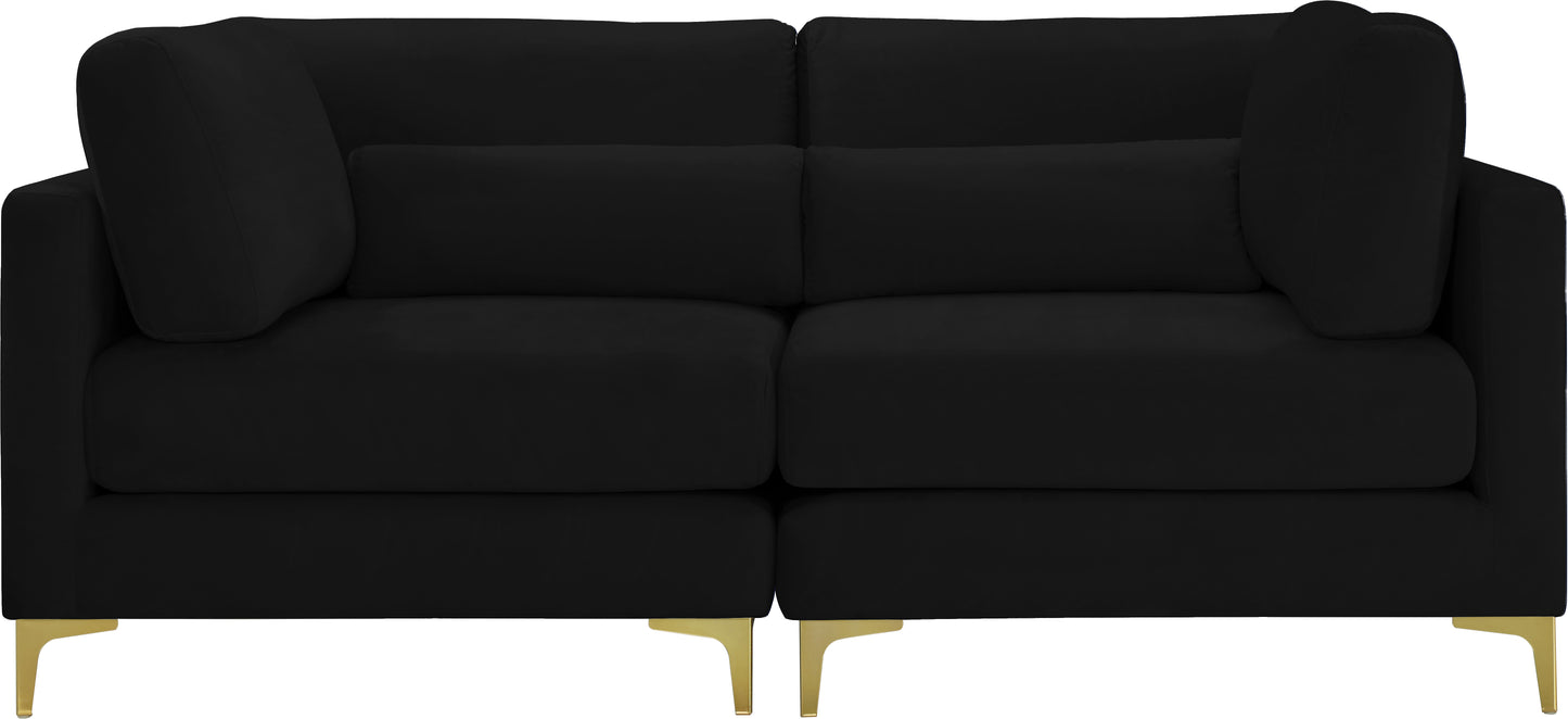 alina black velvet modular sofa s75