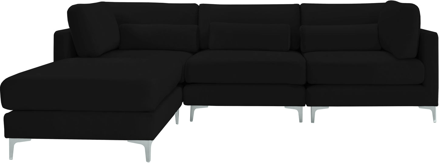 alina black velvet modular sectional (4 boxes) sec4a