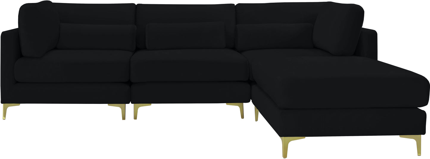 alina black velvet modular sectional (4 boxes) sec4a