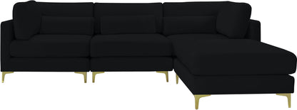 Alina Black Velvet Modular Sectional (4 Boxes) Sec4A