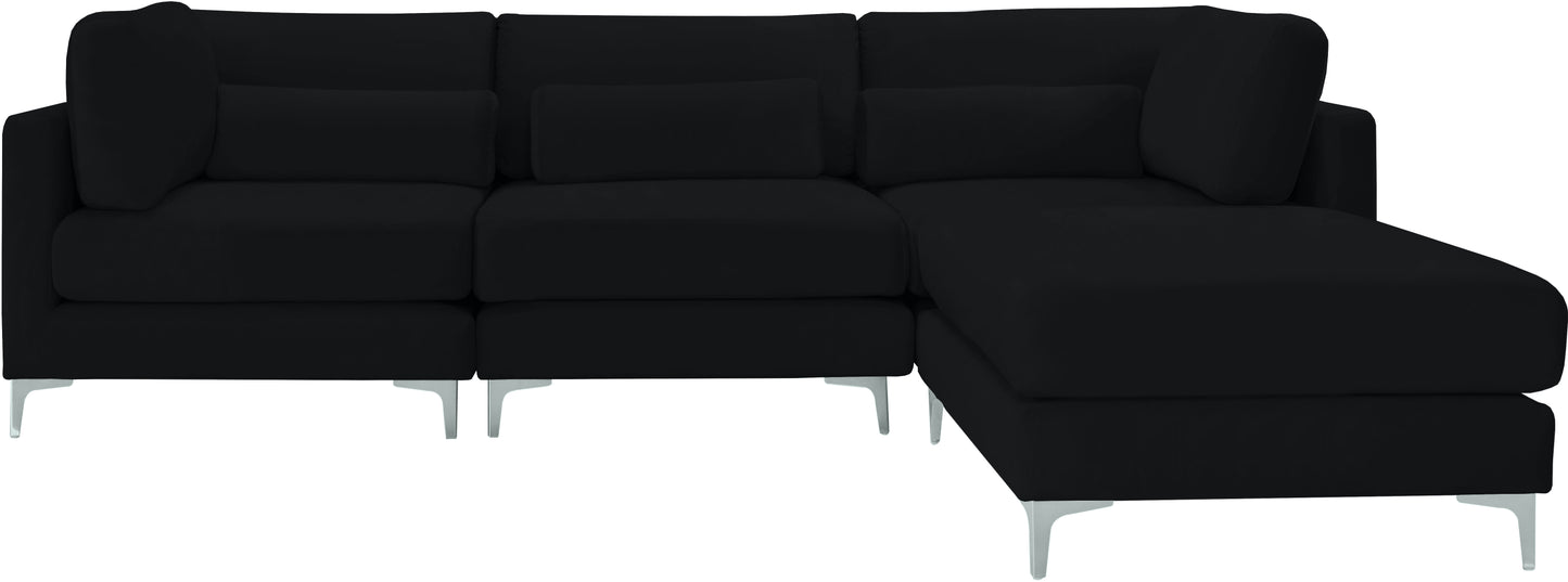 alina black velvet modular sectional (4 boxes) sec4a