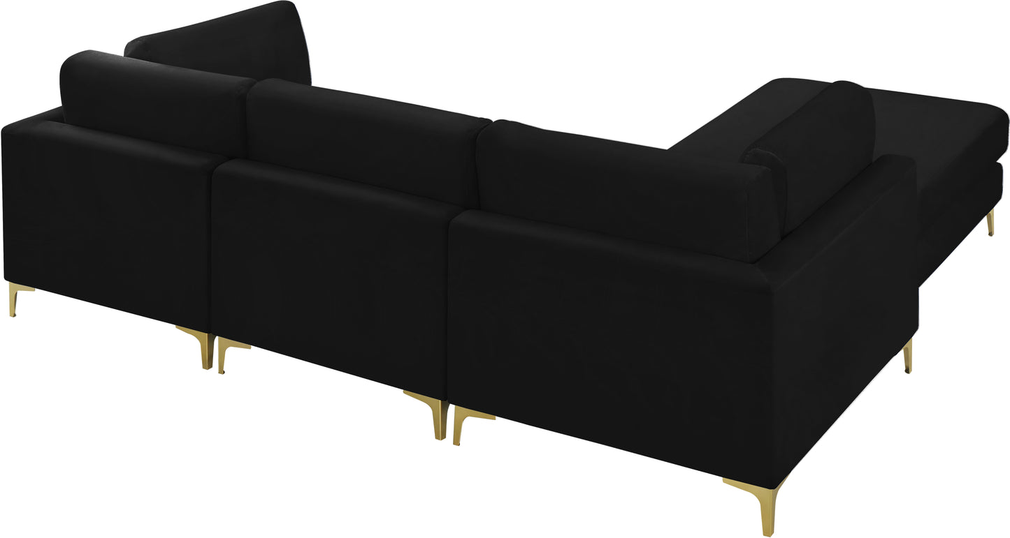 alina black velvet modular sectional (4 boxes) sec4a