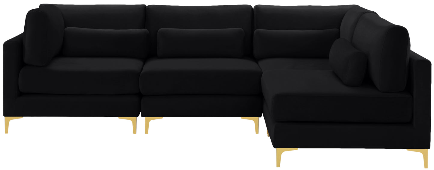 alina black velvet modular sectional (4 boxes) sec4b