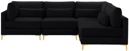 Alina Black Velvet Modular Sectional (4 Boxes) Sec4B