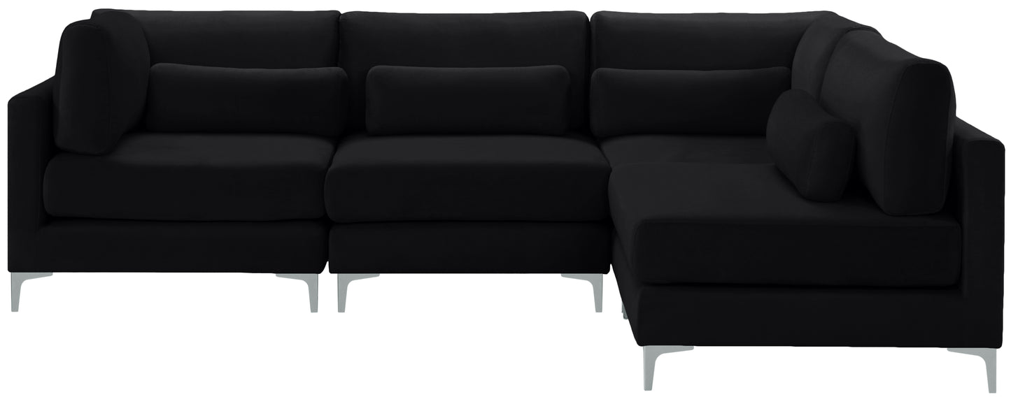 alina black velvet modular sectional (4 boxes) sec4b