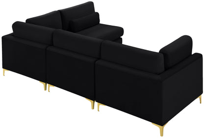 Alina Black Velvet Modular Sectional (4 Boxes) Sec4B