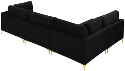 Alina Black Velvet Modular Sectional (4 Boxes) Sec4B