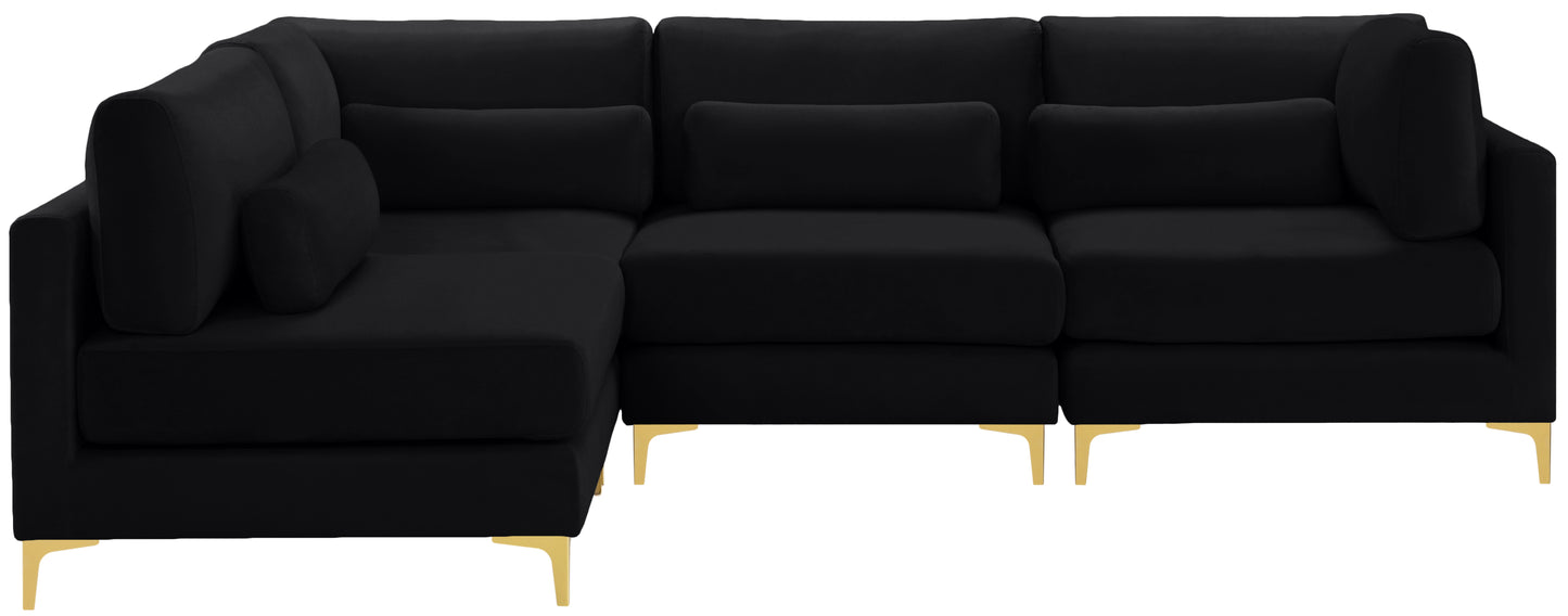 alina black velvet modular sectional (4 boxes) sec4b