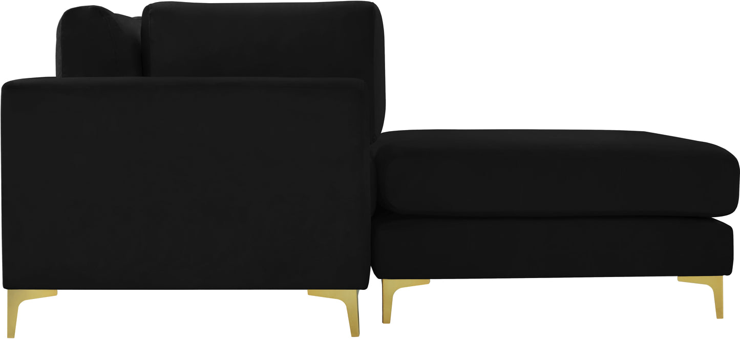 alina black velvet modular sectional (5 boxes) sec5a