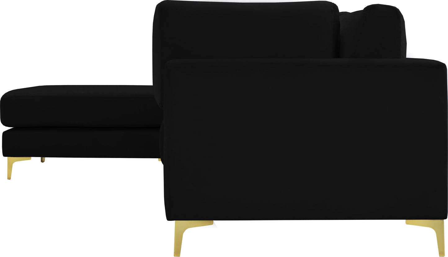 alina black velvet modular sectional (5 boxes) sec5a