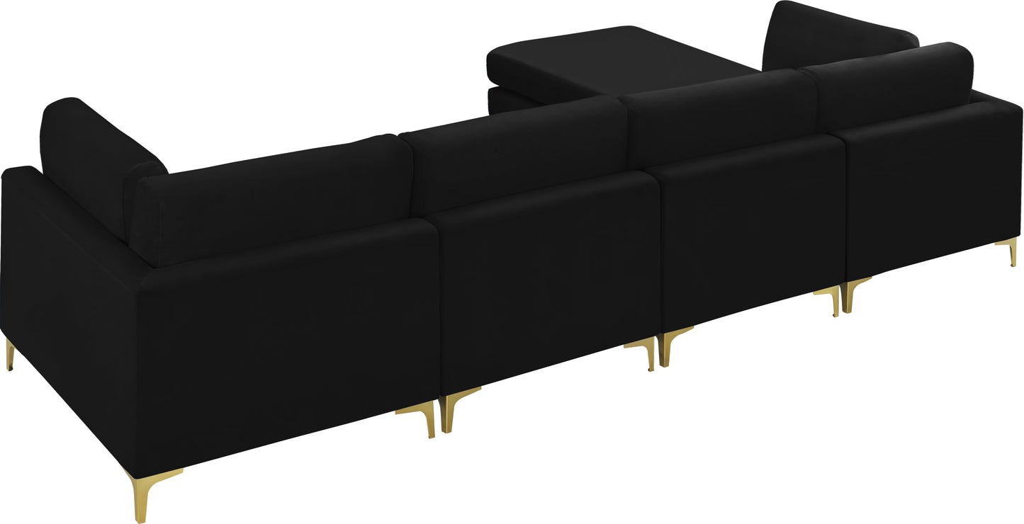 alina black velvet modular sectional (5 boxes) sec5a