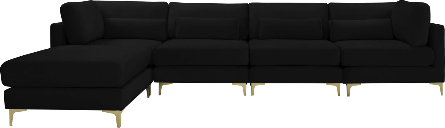 alina black velvet modular sectional (5 boxes) sec5a