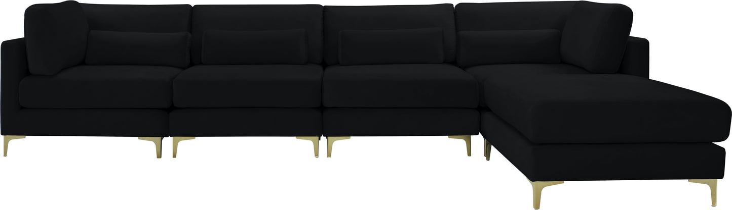 alina black velvet modular sectional (5 boxes) sec5a