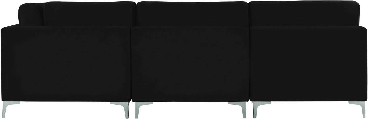 alina black velvet modular sectional (5 boxes) sec5b