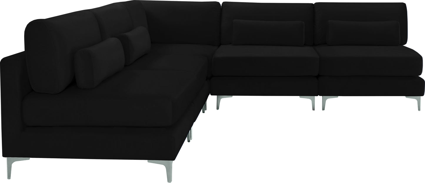 alina black velvet modular sectional (5 boxes) sec5b