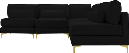 Alina Black Velvet Modular Sectional (5 Boxes) Sec5B