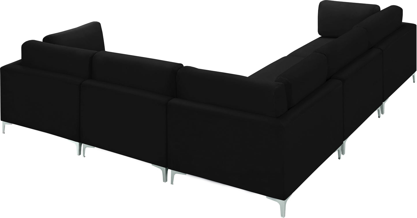 alina black velvet modular sectional (5 boxes) sec5c