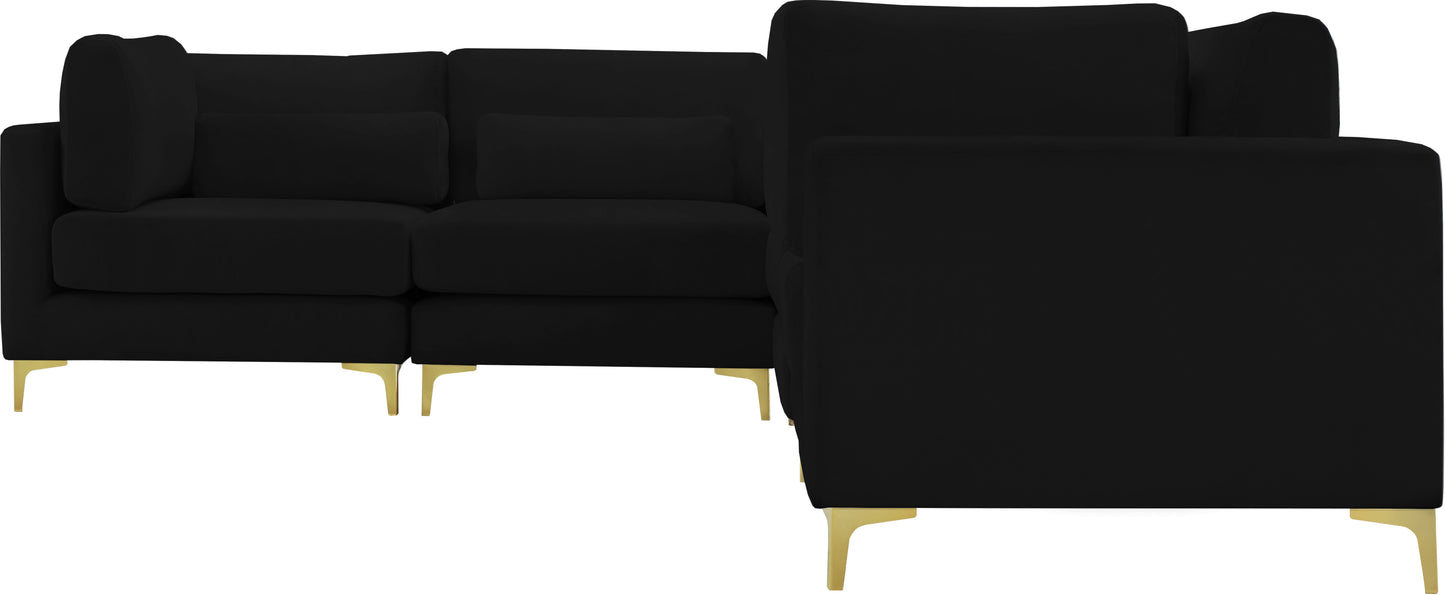 alina black velvet modular sectional (5 boxes) sec5c