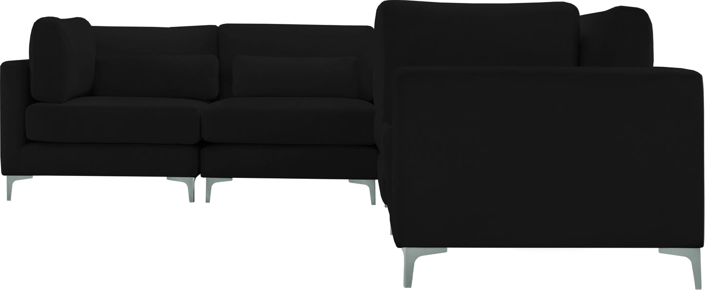 alina black velvet modular sectional (5 boxes) sec5c