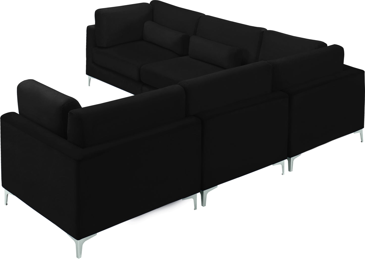 alina black velvet modular sectional (5 boxes) sec5c