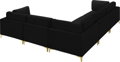 Alina Black Velvet Modular Sectional (5 Boxes) Sec5C