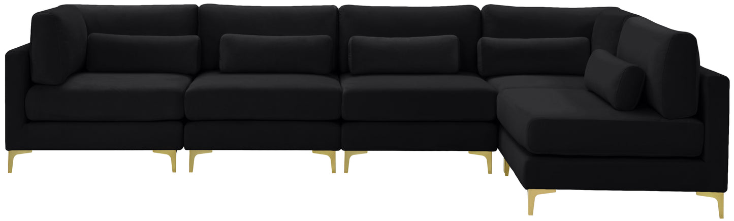 alina black velvet modular sectional (5 boxes) sec5d