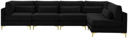 Alina Black Velvet Modular Sectional (5 Boxes) Sec5D