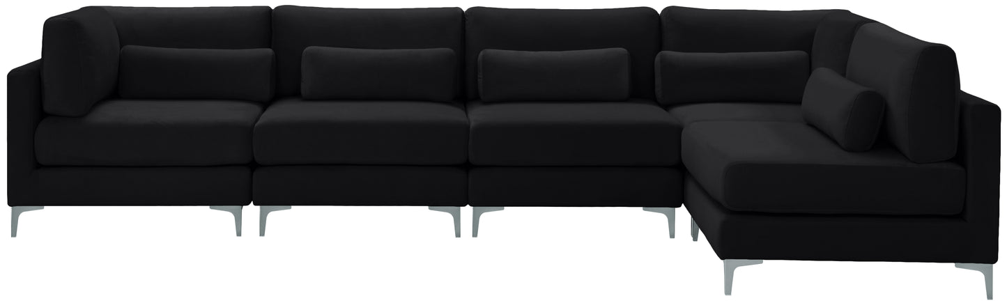 alina black velvet modular sectional (5 boxes) sec5d