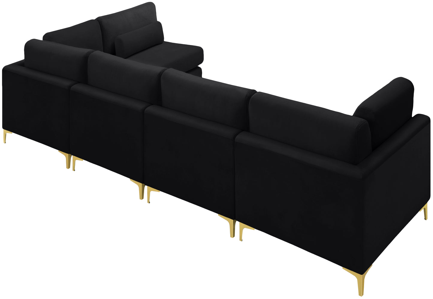 alina black velvet modular sectional (5 boxes) sec5d