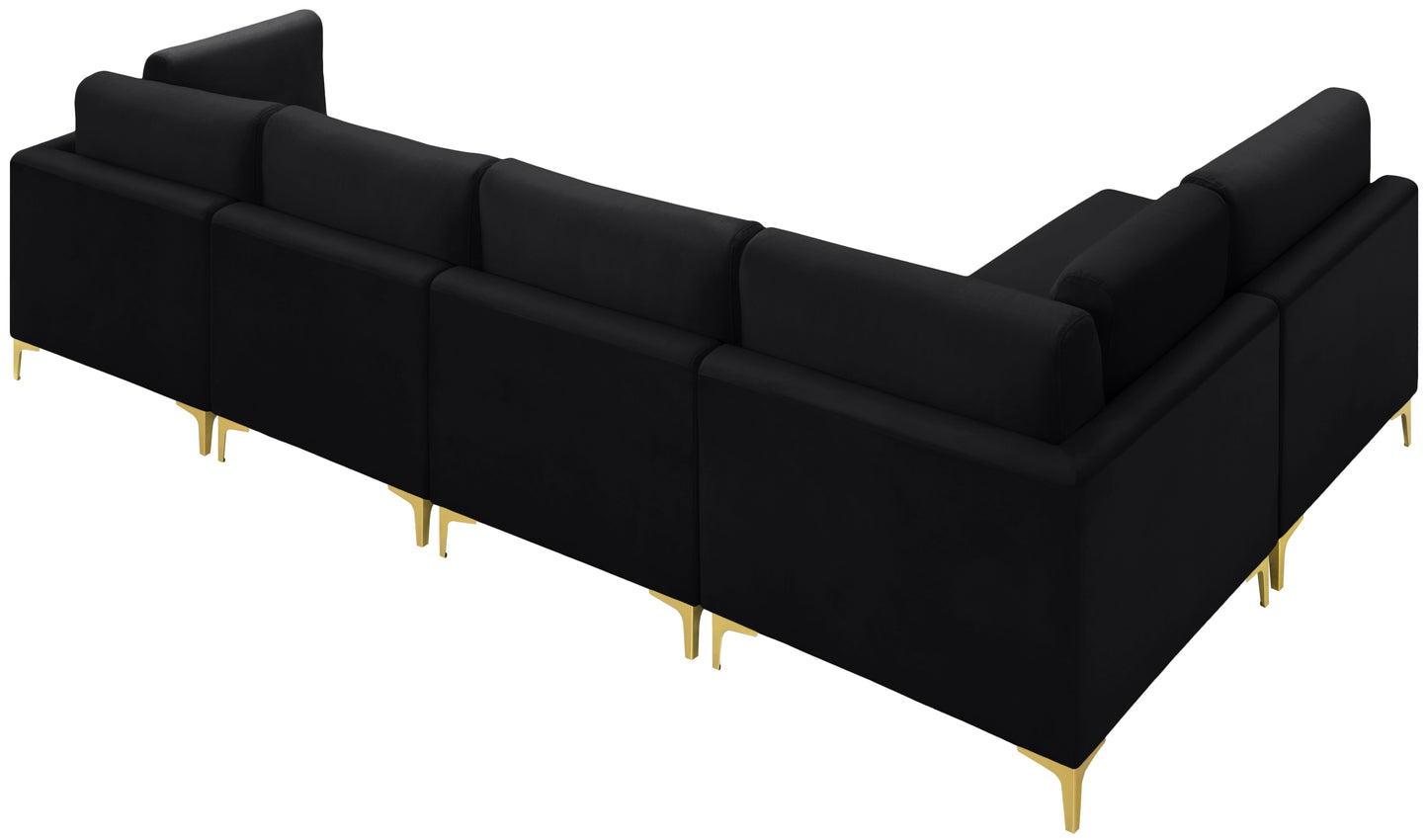 alina black velvet modular sectional (5 boxes) sec5d