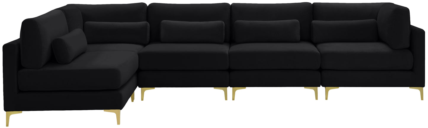 alina black velvet modular sectional (5 boxes) sec5d