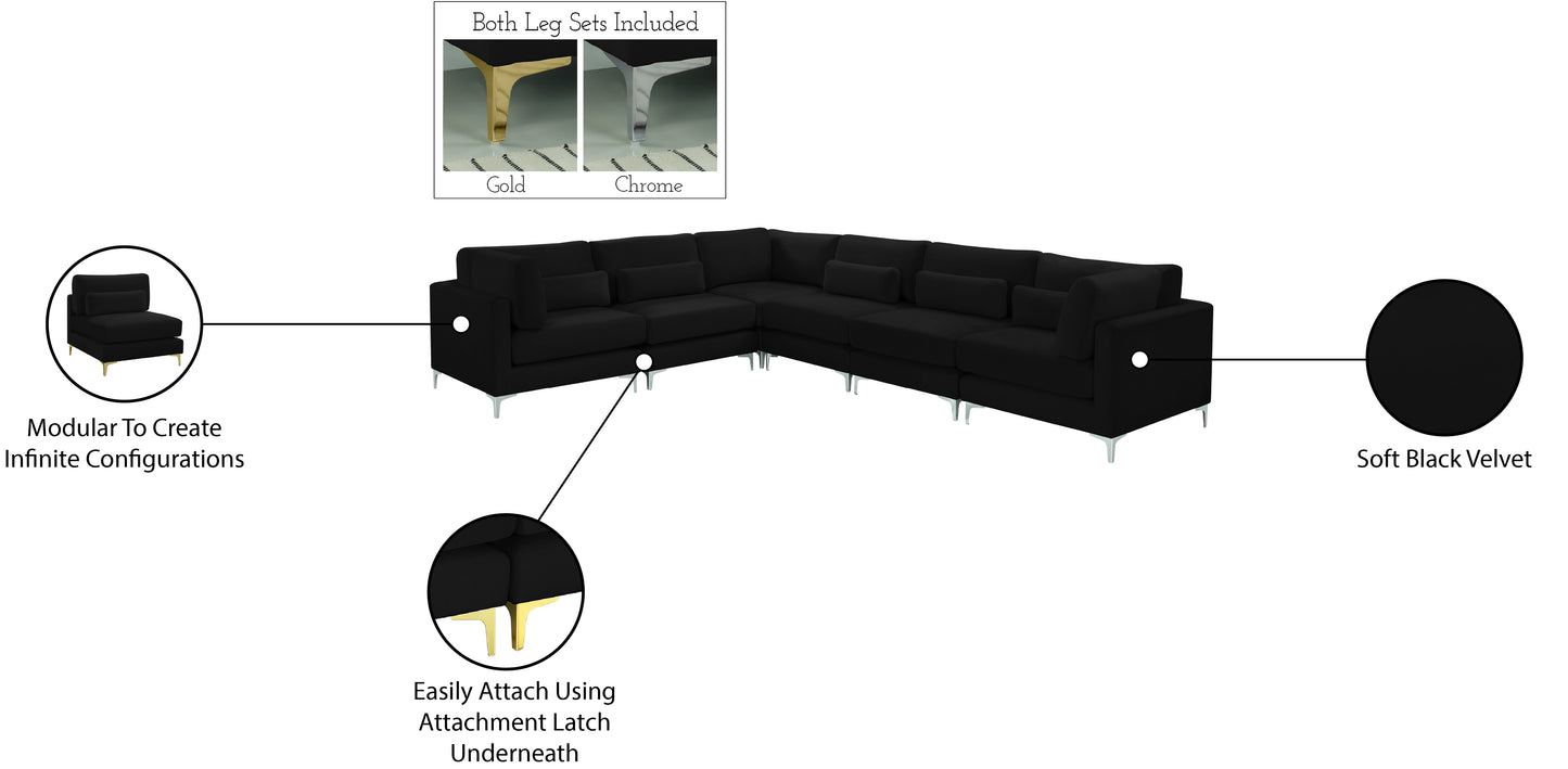 alina black velvet modular sectional (6 boxes) sec6a