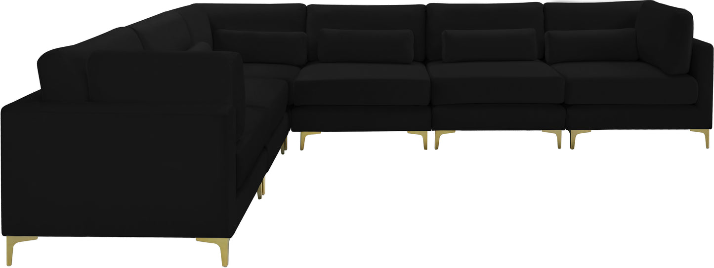 alina black velvet modular sectional (6 boxes) sec6a