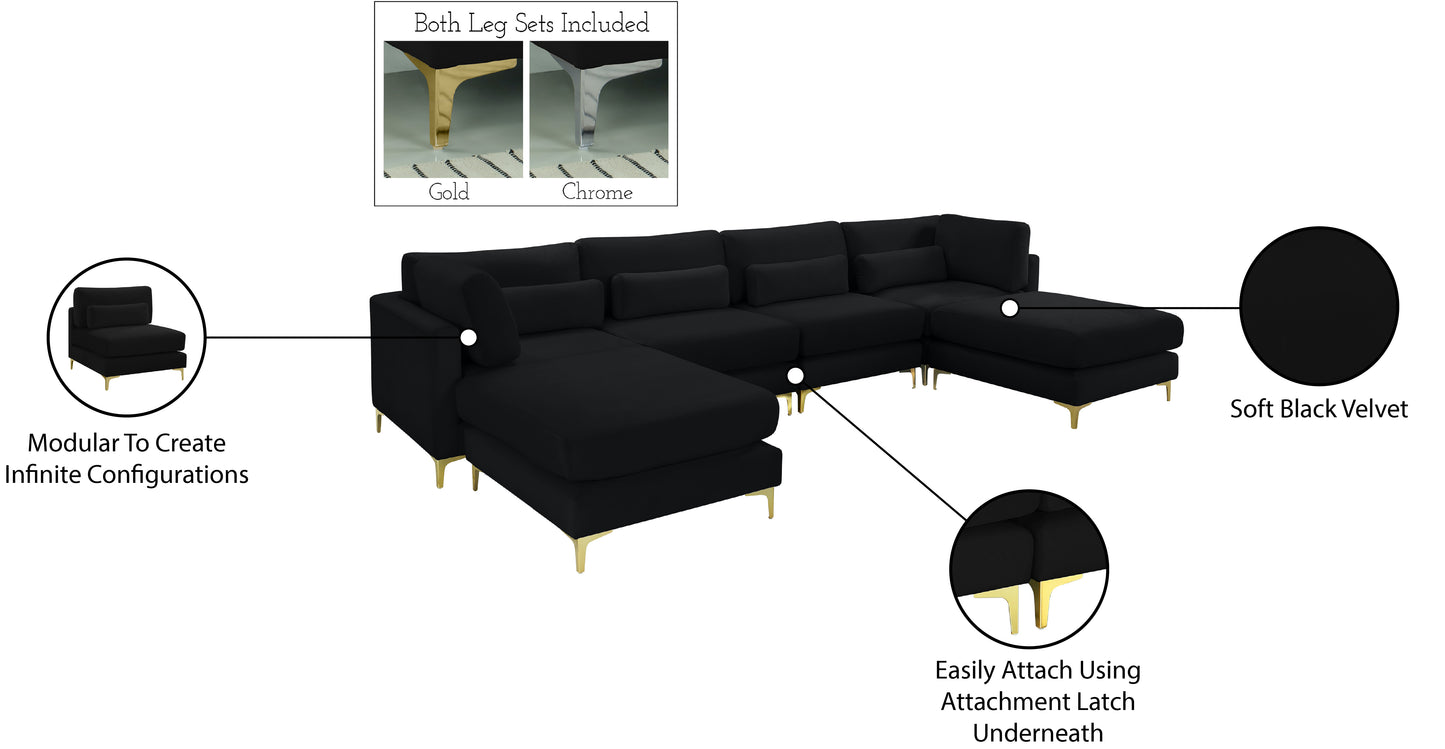 alina black velvet modular sectional (6 boxes) sec6b