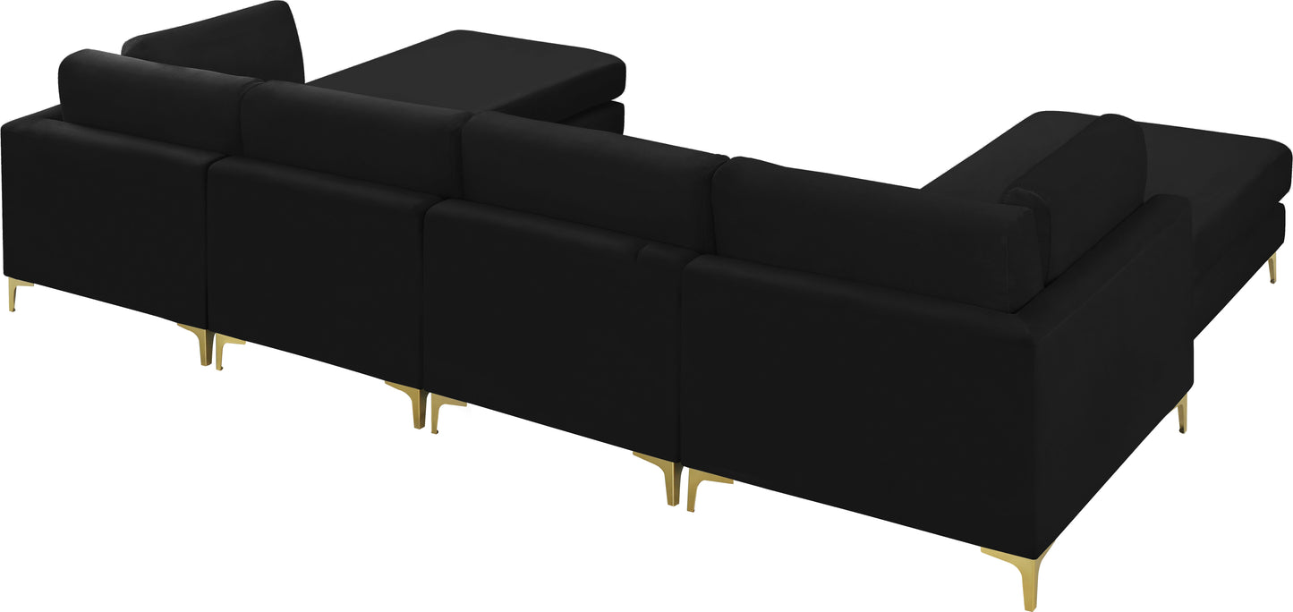 alina black velvet modular sectional (6 boxes) sec6b