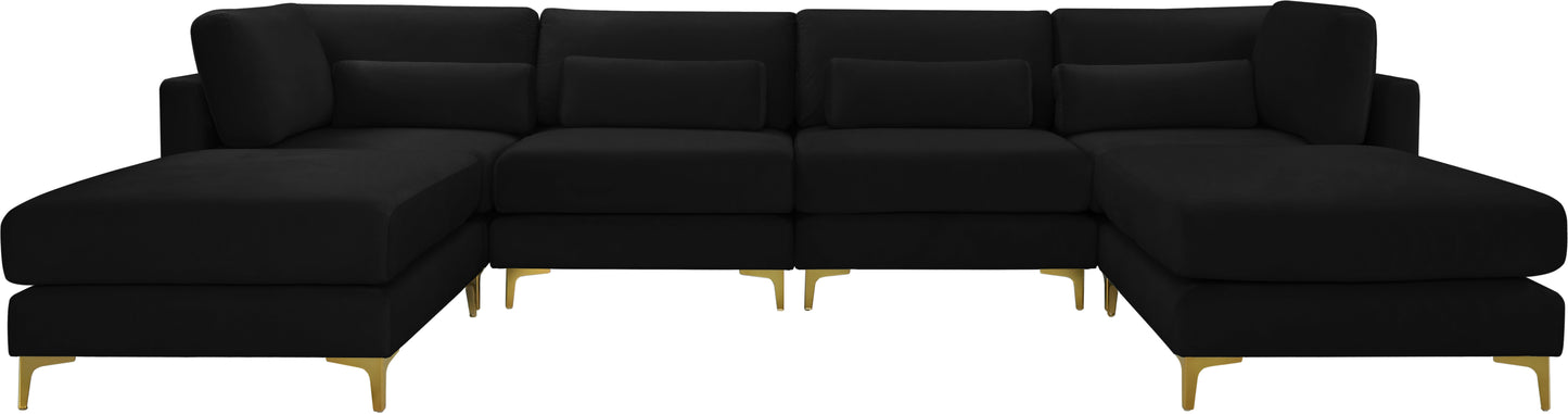 alina black velvet modular sectional (6 boxes) sec6b