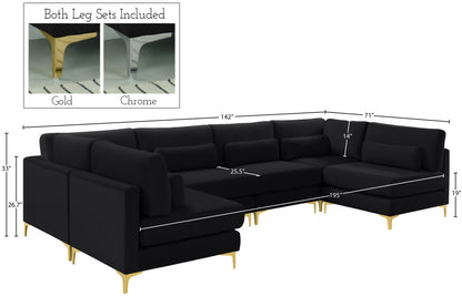 Alina Black Velvet Modular Sectional (6 Boxes) Sec6C