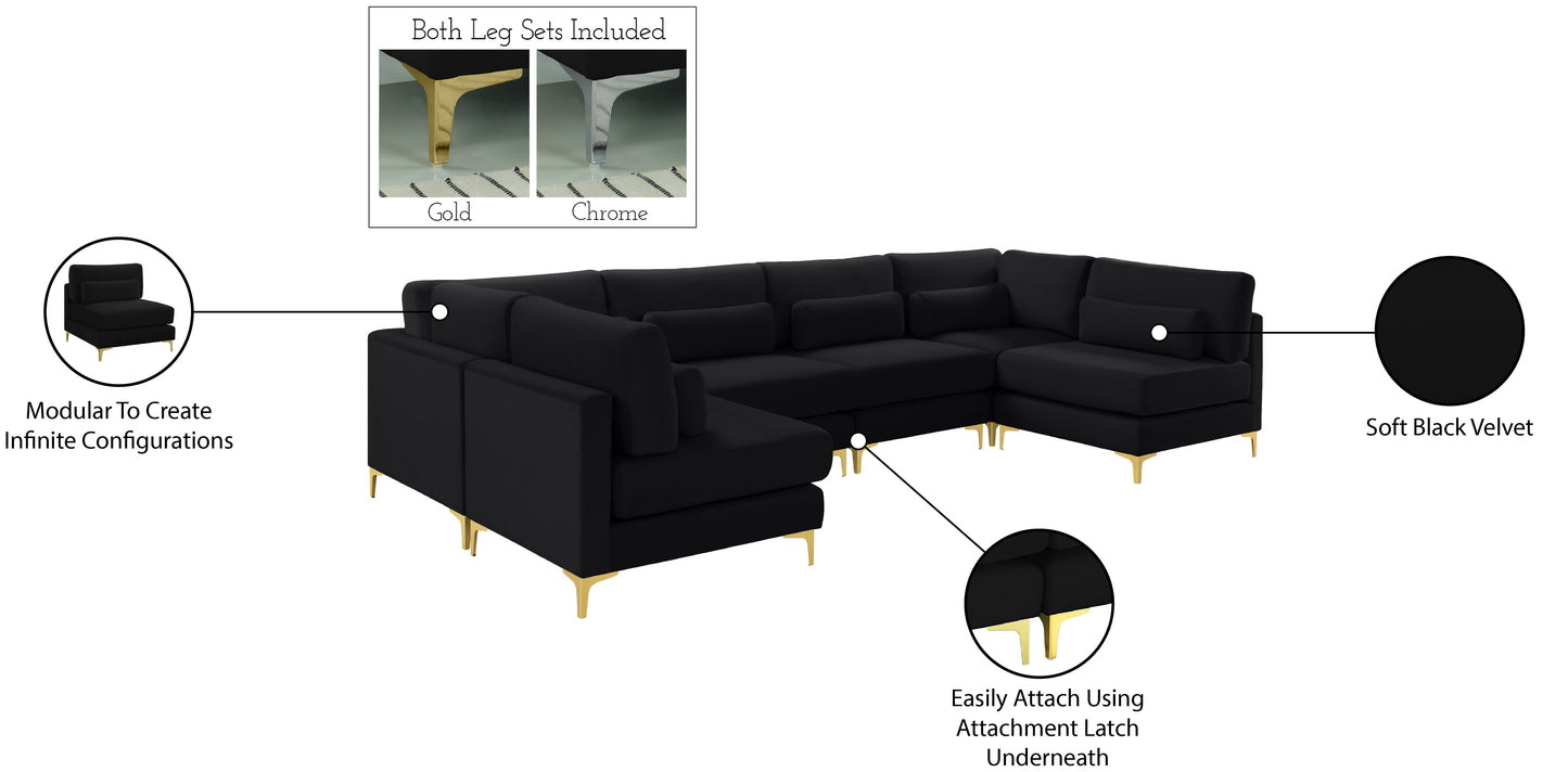 alina black velvet modular sectional (6 boxes) sec6c