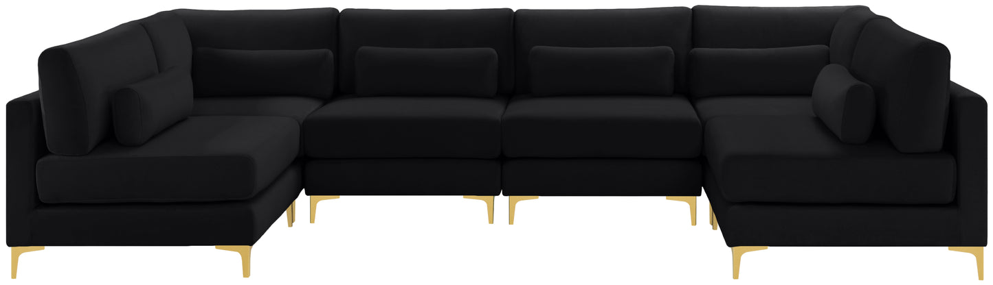 alina black velvet modular sectional (6 boxes) sec6c