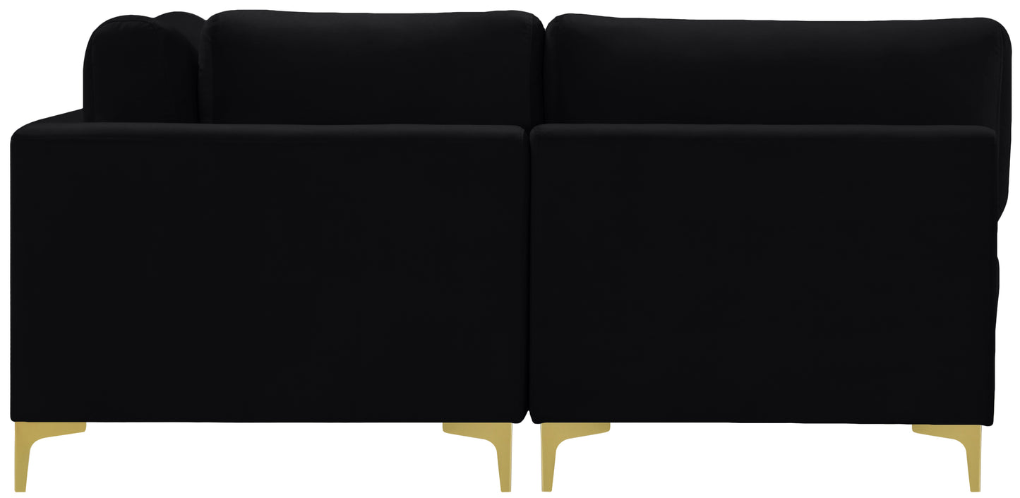 alina black velvet modular sectional (6 boxes) sec6c