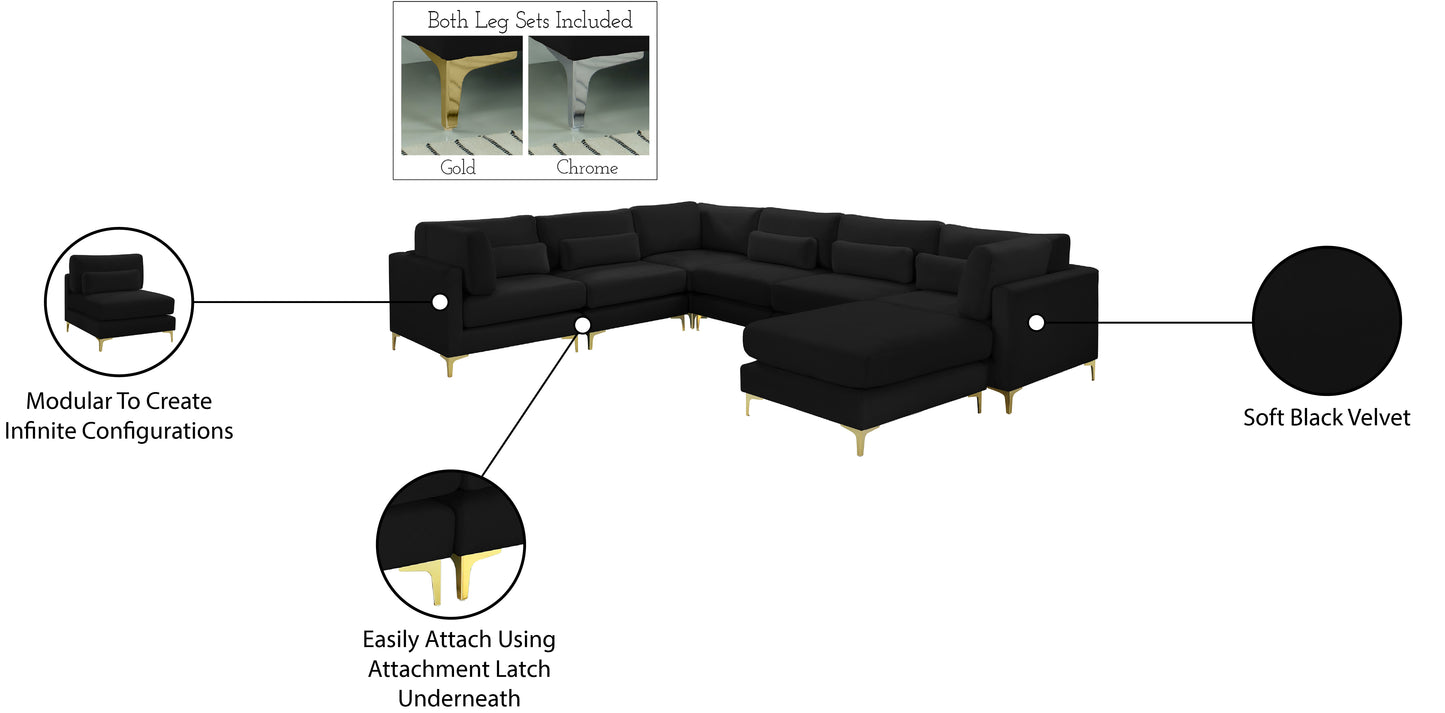 alina black velvet modular sectional (7 boxes) sec7a