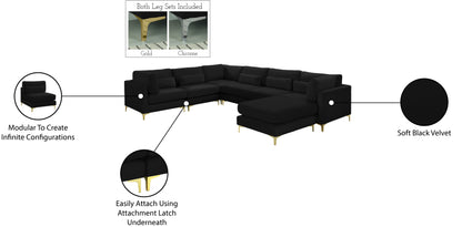 Alina Black Velvet Modular Sectional (7 Boxes) Sec7A