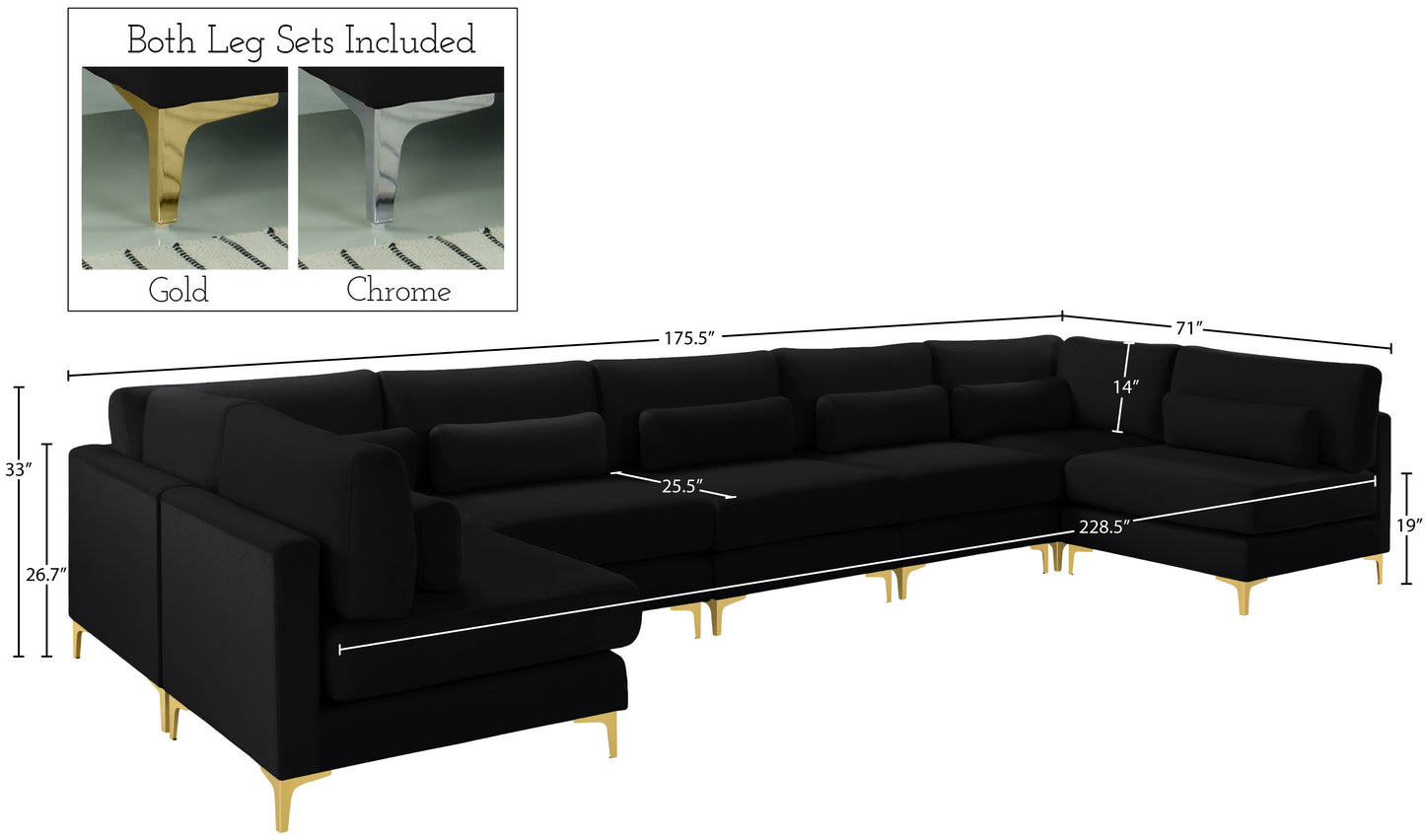 alina black velvet modular sectional (7 boxes) sec7b