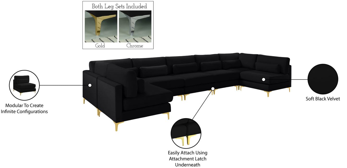 alina black velvet modular sectional (7 boxes) sec7b