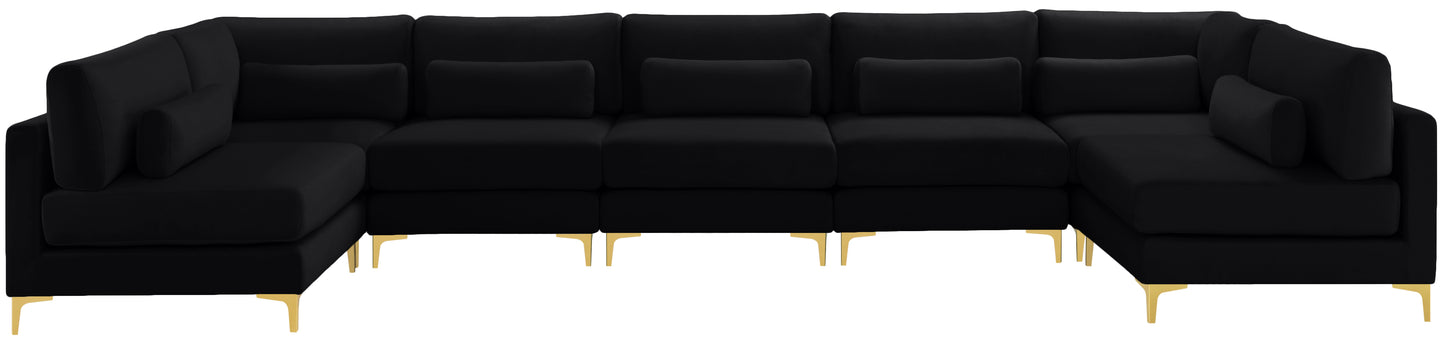 alina black velvet modular sectional (7 boxes) sec7b