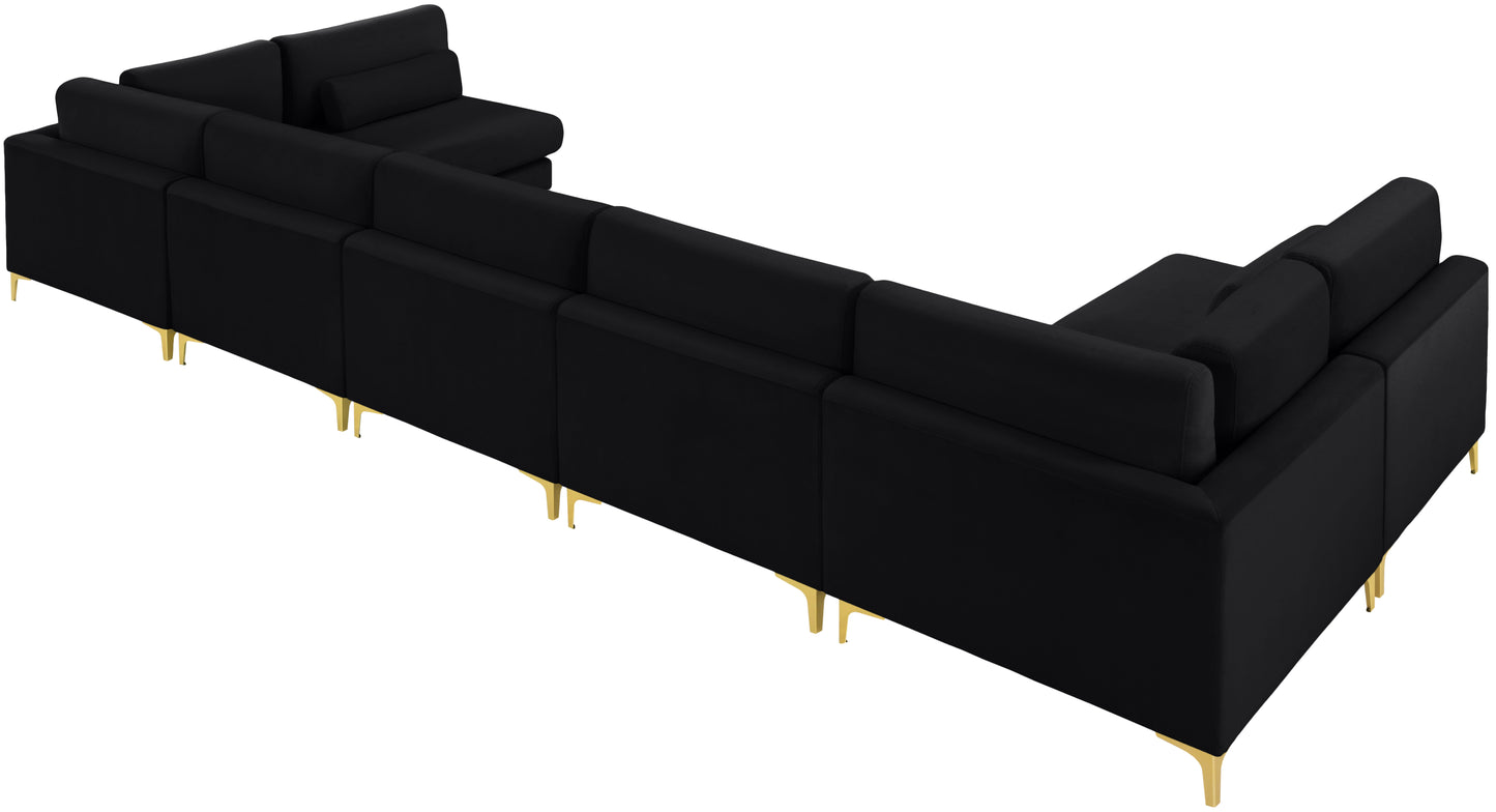 alina black velvet modular sectional (7 boxes) sec7b