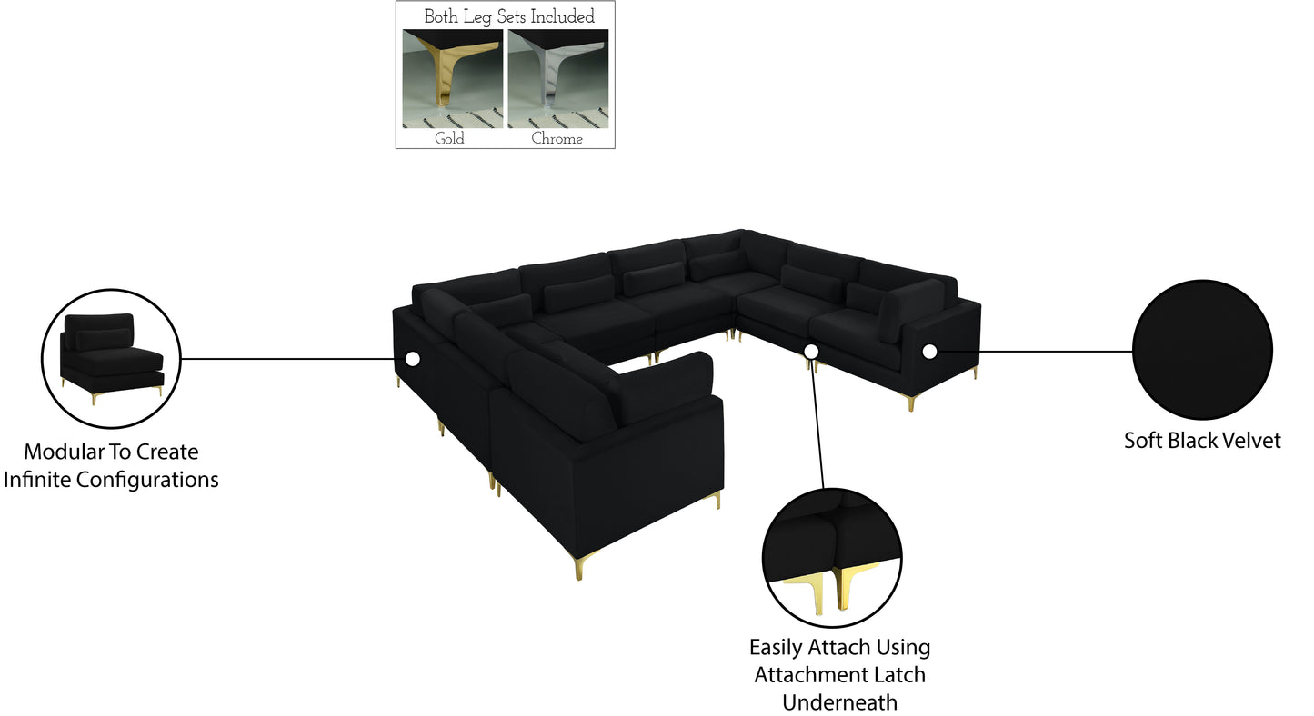 alina black velvet modular sectional (8 boxes) sec8a