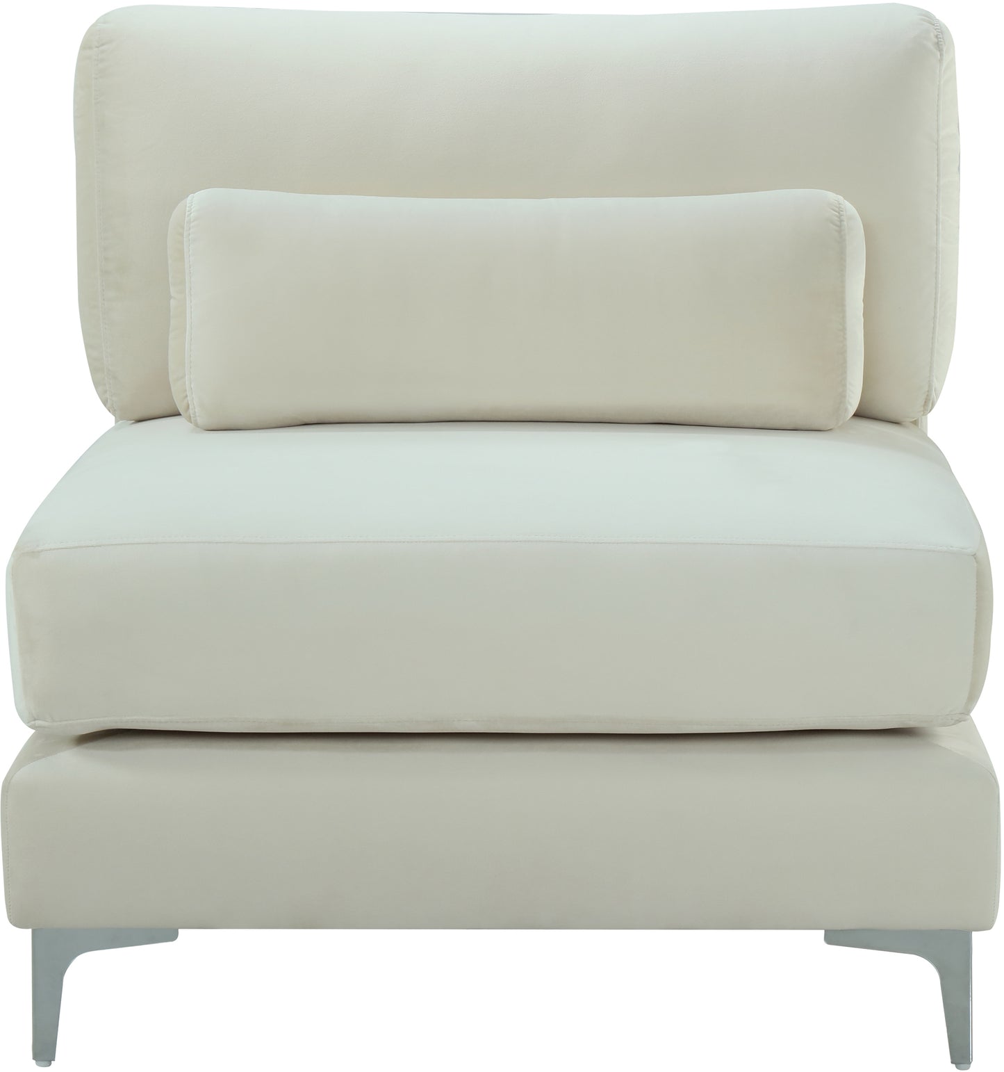 alina cream velvet modular armless chair armless