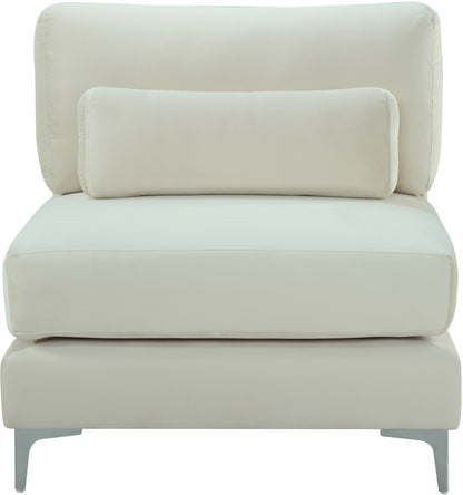 Alina Cream Velvet Modular Armless Chair Armless