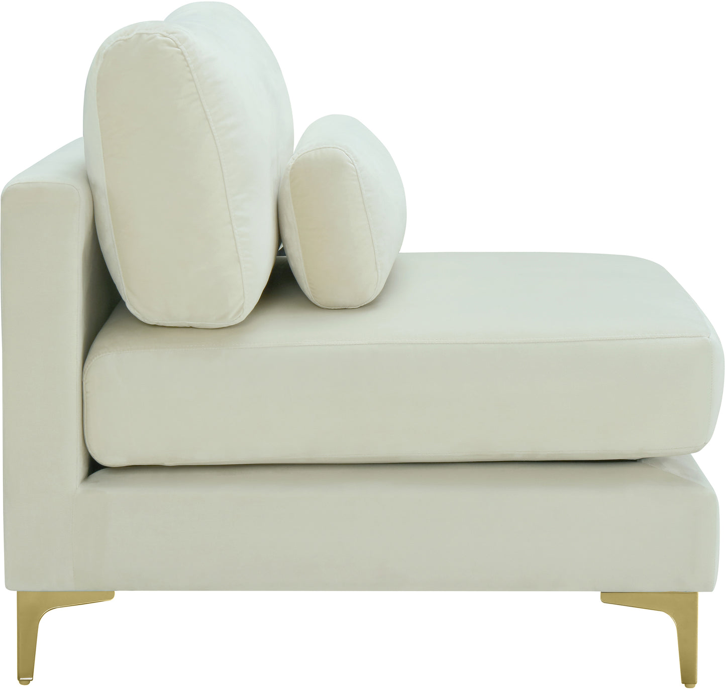 alina cream velvet modular armless chair armless